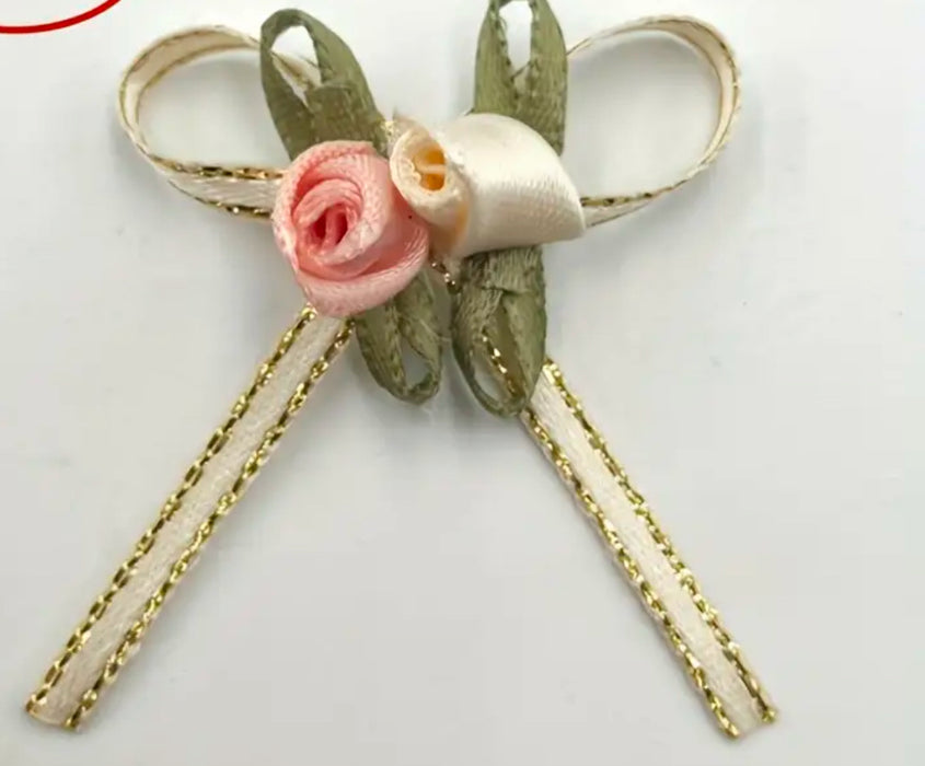 Peach & white ribbon  embellishment