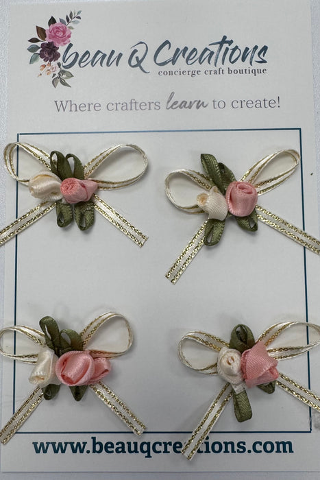 Peach & white ribbon  embellishment