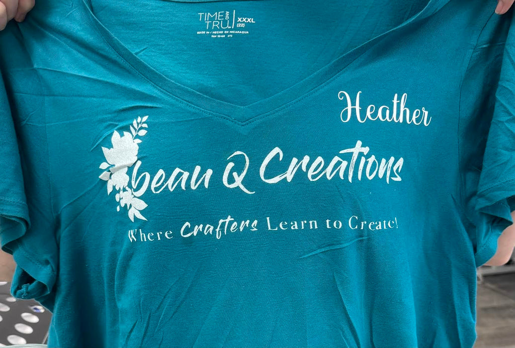 beau q t shirts Teal and white