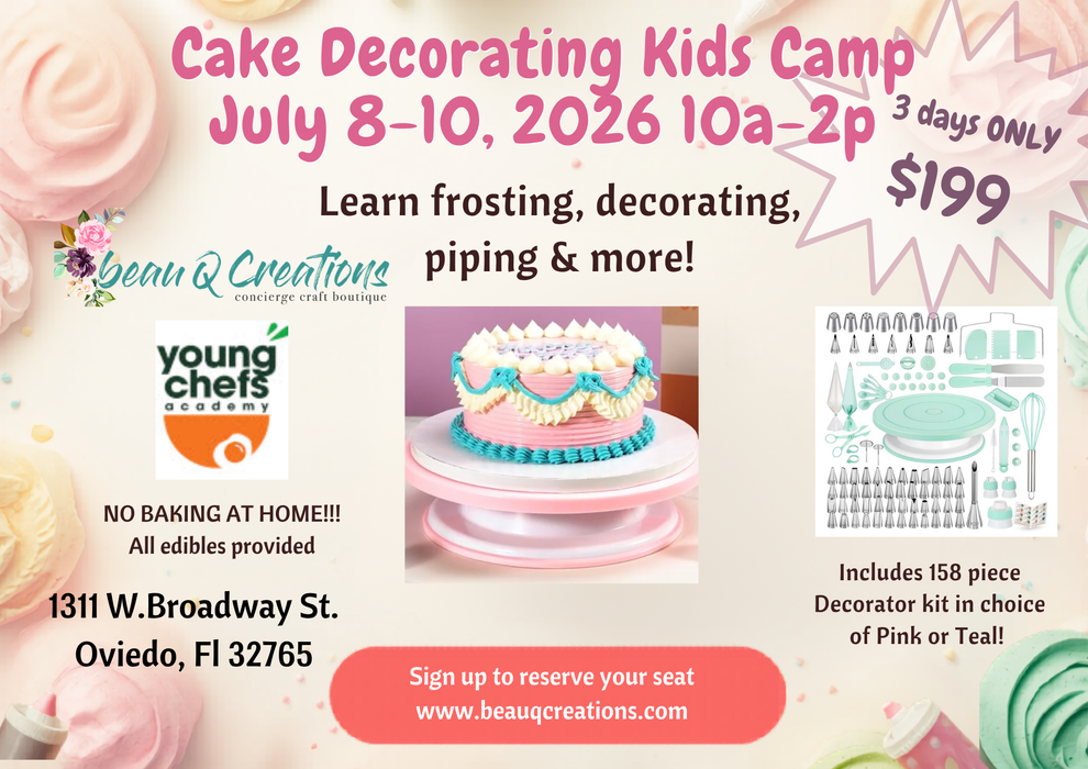 Cake Decorating Kids Camp July 8-10, 2026