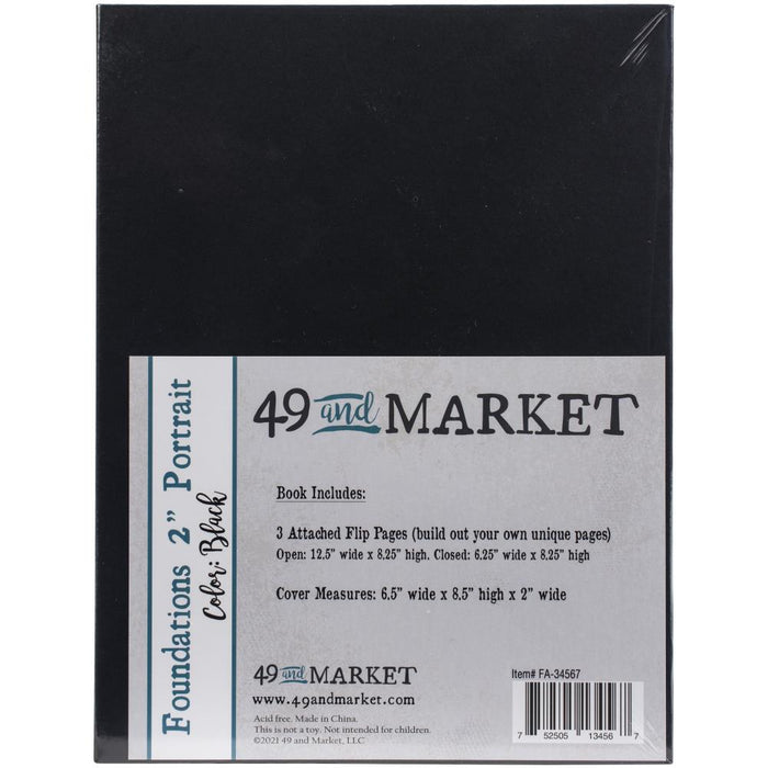 49 and Market Foundations 2" Portrait Album 8.5"x6.5" - Black