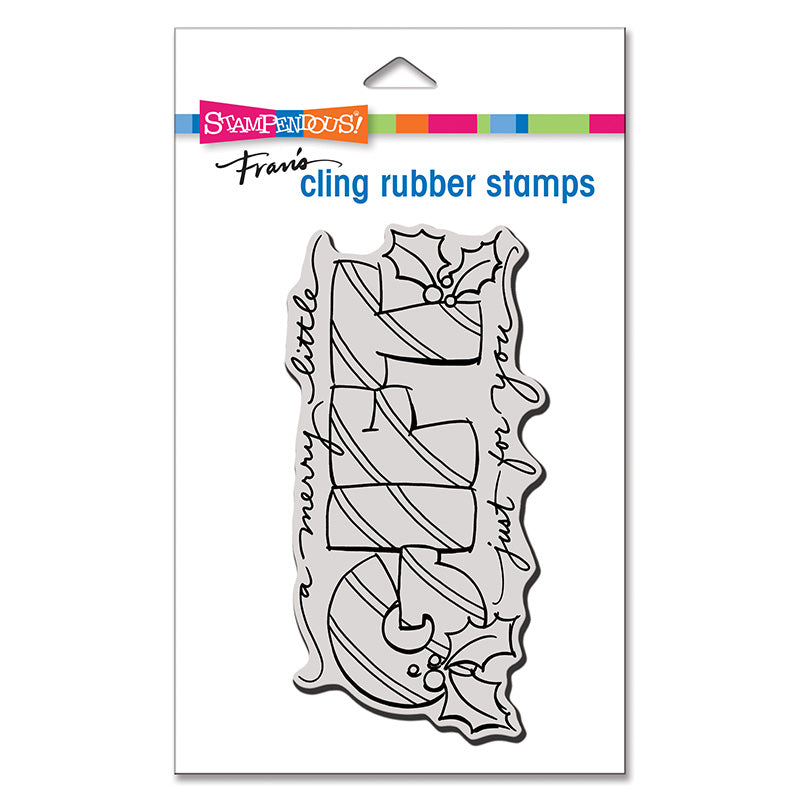 Mini Merry Gift Cling Rubber Stamp