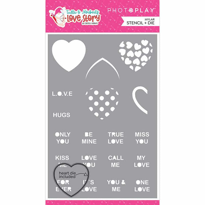 Tulla & Norbert's Love Story 6x9 Candy Hearts Stencil