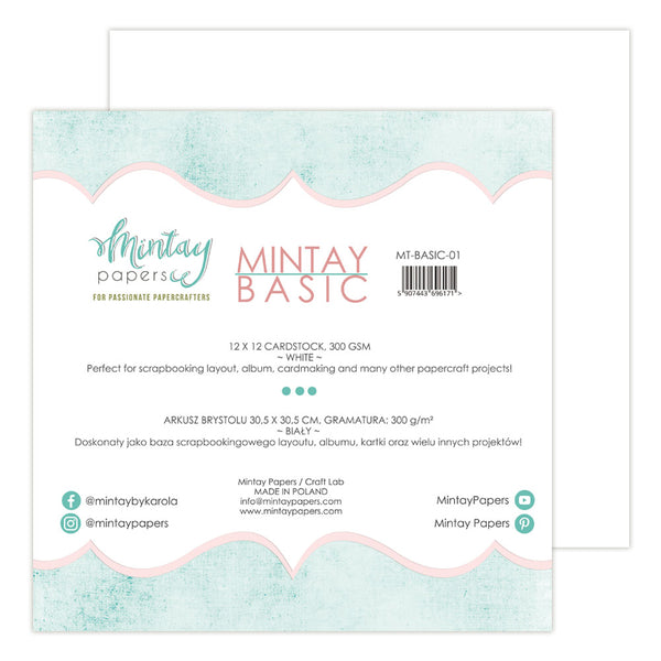 Mintay Basic 12x12 White Cardstock