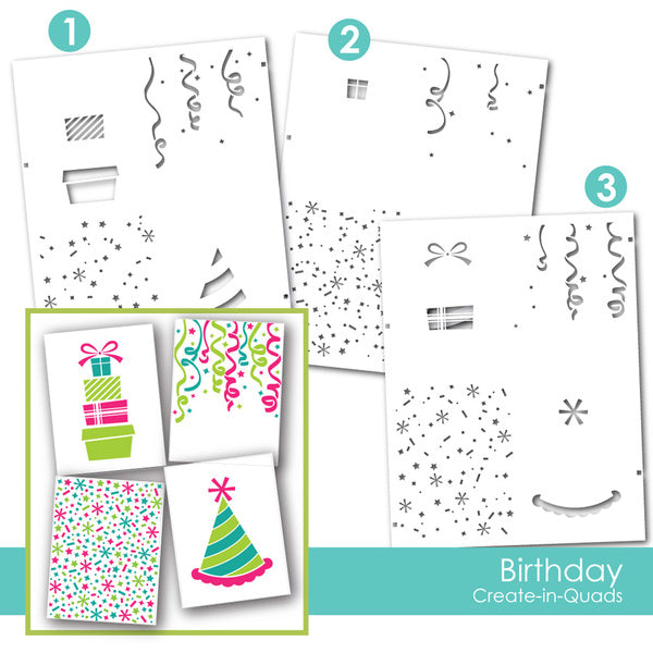 Create-in-Quads Birthday Layering Stencil